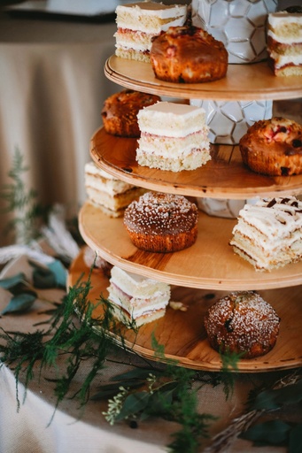 [021] Dessert Stand, Wooden, Custom 3pc Set